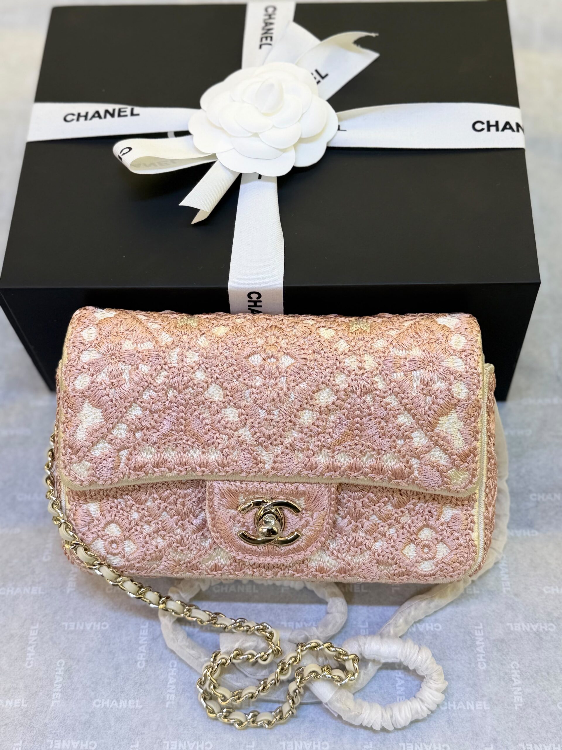 Chanel Pink Floral Flap Bag
