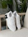 Hermes White Sneakers with mesh upper, suede style panels and black heel detailing