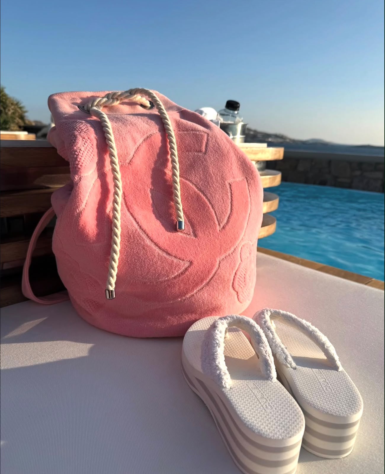 Chanel Pink Beach Bucket Bag